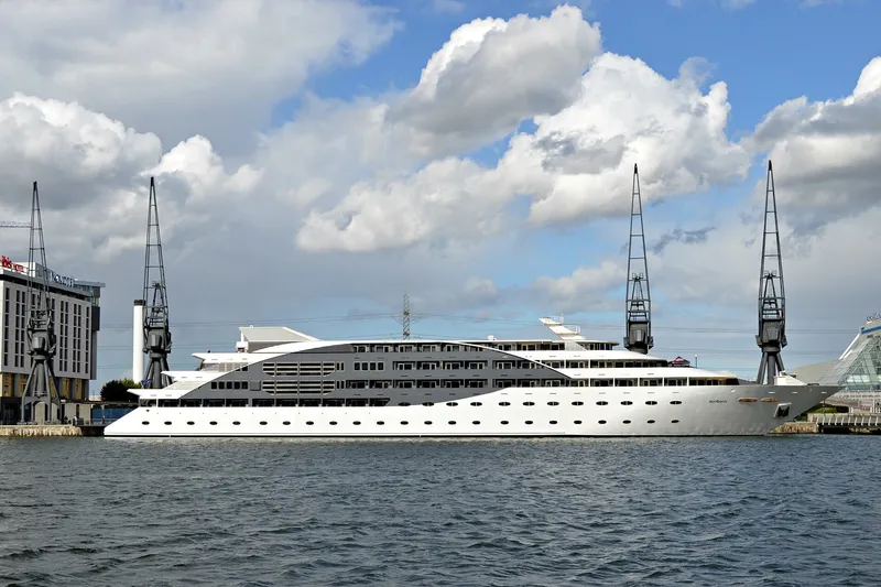 Sunborn London luxury yacht hotel moored in London's urban docklands